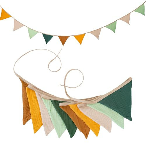 Wimpelkette Kinderzimmer Deko Junge,Girlande Wimpelkette Musselin Stoff Baumwolle,Babyzimmer Hausbett Deko Junge,Wimpelgirlande,Wanddeko Outdoor Wetterfest,Wimpel Banner Hänger Dekoration