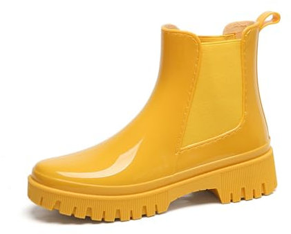 MIXSEN Stivali Pioggia Donna Impermeabile Stivali di Gomma Antiscivolo Chelsea Boots Giardinaggio Stivaletti Wellington Rain Boots(08 Giallo,36EU)