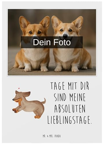 Mr. & Mrs. Panda Foto Postkarte Hund Dackel - Geschenk, mit, Hunde, grußkarte, Hundemotiv, Herz, Fotokarte, Fotopostkarte