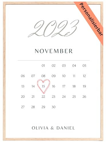 Posthetic Personalisierter Paar Poster Bilder Personalisierte Poster, Perfekt als Partner Geschenke Hochzeitsgeschenke für Brautpaar Jahrestag Geschenk für Ihn & Sie Geschenk Hochzeit (Kalender Liebe)
