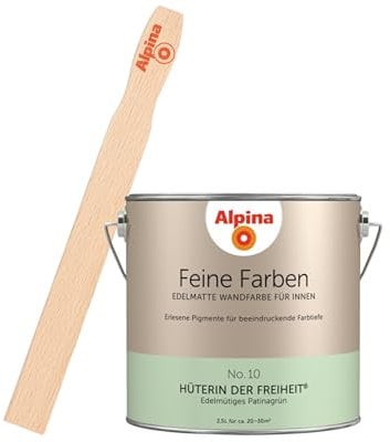 Alpina Feine Farben inkl. Rührstab – No. 10 Hüterin der Freiheit – edelmatte Innenfarbe - Wandfarben für einzigartige Farbwirkungen und Raumstimmungen – Edelmütiges Patinagrün - 2,5 Liter