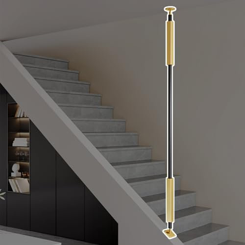 SRNSAEB Geländer Anpassbare Baluster für Treppenhaus-Inneneisen, vertikale Treppengeländerstangen 20 40 80 120 160 240 cm, Moderne Treppenzaun-Barrieresäulen/Treppenhausstangen(Gold,160cm/5.2feet)