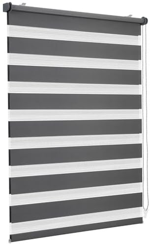 Sekey Doppelrollo Klemmfix ohne Bohren für Fenster, Doppelrollo 50 cm breit, Duo Rollo Jalousie Sonnenschutz, 50x130cm, Dunkelgrau