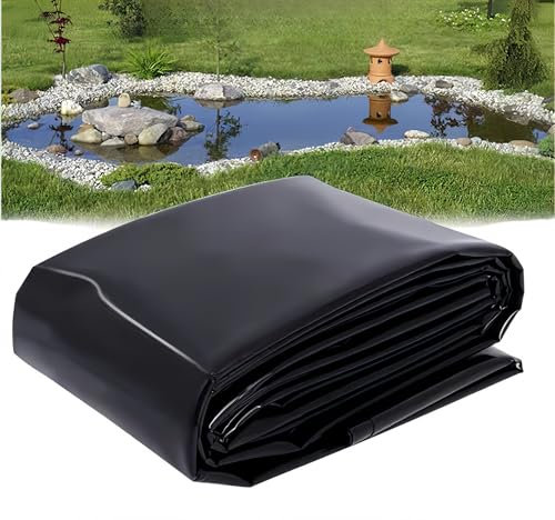 Strapazierfähige schwarze wasserdichte Teichfolie undurchlässige Teichmembran für Garten, Fischteiche, Landschaftsbau, Springbrunnen und Bachläufe, langlebige 0,12 mm Teichfolie(9mx11m(29.5ftx36ft))