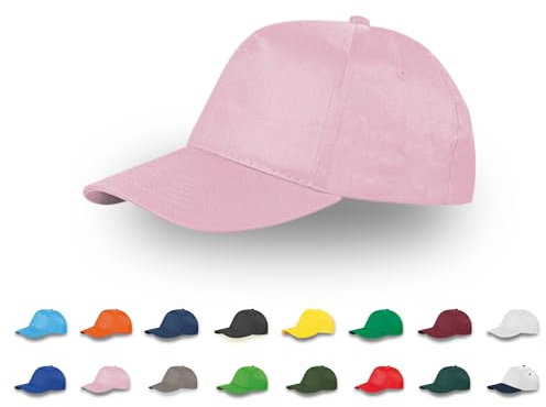 pubblienne 10 Cappellini Personalizzati Logo, Immagine e Testo - Cappello 100% Cotone - Cappello Uomo e Donna Visiera Baseball - Stampa Foto, Gadget Personalizzabili (IT, Testo, Taglia Unica, Rosa)