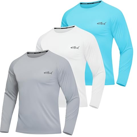Men's Long-Sleeved T-Shirt UPF 50+ UV Shirt Sun Protection Shirts Breathable Quick Drying Functional Shirt Men's Long Sleeve Gym Running Tops, XXL