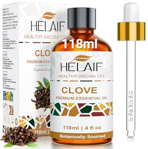 HELAIF Huile Essentielle de Clou de Girofle 118 ml– Naturelle– Diffusion,Massage,Bien-être et Ambiance–Usage Externe Uniquement