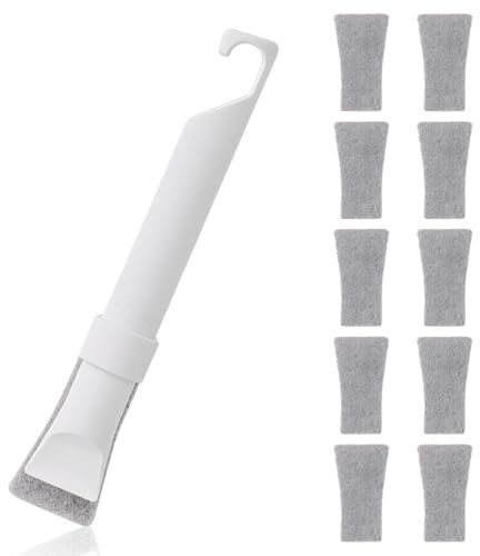 Fugendüse Reinigungsbürste Fensterrillenreiniger Werkzeuge Kit Fensterrillen Reinigungswerkzeug 1 Reinigungsbürsten & 10 Ersatzpadsfür Fenster für Ecken Badezimmer Küche Fliesenreinigung