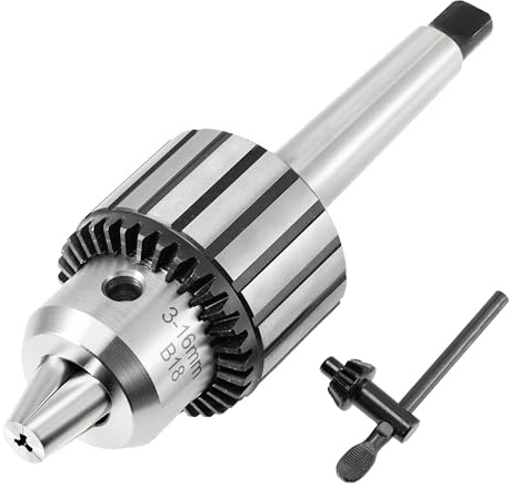 MACHALLY MT2 Drill Chuck 5/8 (3-16mm) with Tang Arbor, Heavy Duty Keyed Chuck with K32 Key, B18 Mount, MT2 Morse Taper Shank, Forged Steel, for Drill Press and Lathe Tailstock, Model B18-MTA2
