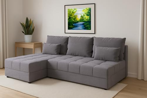 Generisch Couchgarnitur Eckcouch CARIM PIK L-Form, Malmo 90 Schlaffunktion, Bettkasten
