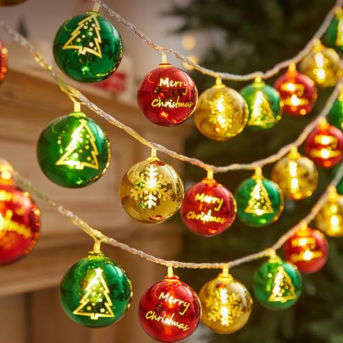 ENLACE Weihnachts Lichterkette, 1,5M 10 LED Weihnachtskugeln Lichterkette Batteriebetrieben, Weihnachtsbeleuchtung Innen für Weihnachtsbaum Party Kinderzimmer Weihnachten Dekoration