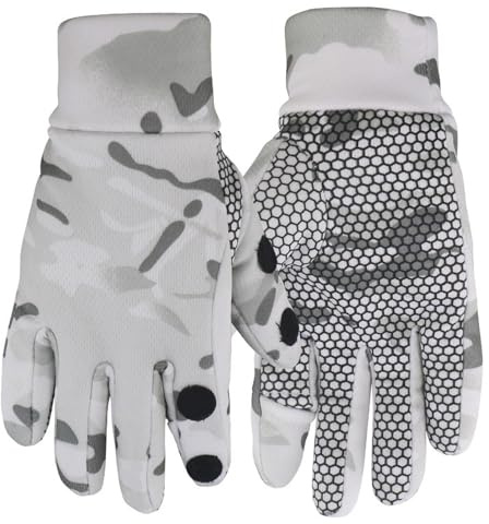 Kreeqe Isolierte Taktische Camo-Reithandschuhe für Herren, Winter, Motorrad, Touchscreen, Winddicht, rutschfest, Training bei kaltem Wetter (Schneetarnung, L)