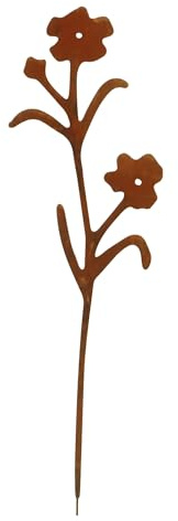 UNUS Roststecker Blume aus Metall, Höhe 106 cm dekorativer Gartenstecker in Edelrost für Beete, Blumen und Pflanzen