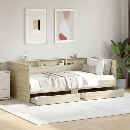 Homgoday 2-in-1 Tagesbett mit Schubladen Sonoma-Eiche Holzwerkstoff 193x101,5x73 cm für Wohnzimmer und Gästezimmer Wohnzimmersofa Model3280855