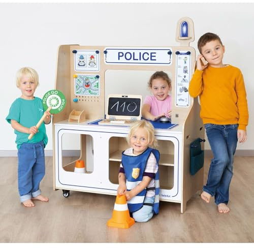 Beleduc Feuerwehr und Polizei Spielstation Holzspielzeug Set