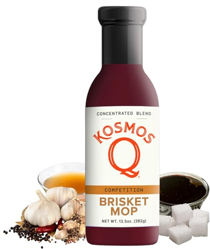 Kosmos Q Brisket Mop, Sweet & Savory Brisket Marinade for Moisture, Flavor & Tenderness, Natural BBQ Mop for Brisket, Ribs, Burnt Ends, Chuck Roast & More, Gluten Free, 13.5 Oz Bottle