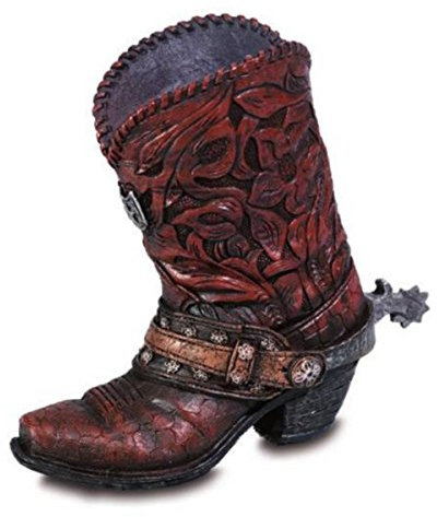Isideco Spardose Westernstiefel Dunkelbraun verziert 15cm