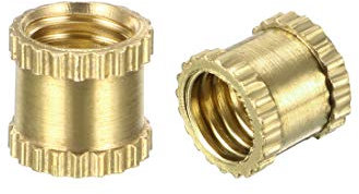 sourcing map 200 Stück Rändelschrauben Einschraubmuttern M5 x 6mm(L) x 6.4mm(OD) Messing