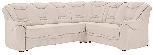 Cavadore Ecksofa Bansa mit Federkern / Polstercouch im klassischen Design / 265 x 94 x 215 / Mikrofaser Creme