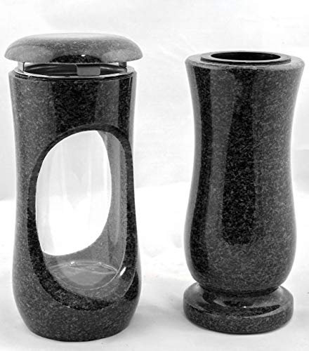 designgrab Design small Grablampe mit Vase aus Granit Nero Impala/Astor anthrazit