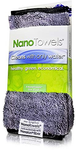 Nano-Handtücher – erstaunliches Öko-Gewebe, das praktisch jede Oberfläche mit nur Wasser reinigt. Keine Papiertücher oder giftigen Chemikalien mehr 4er-Pack (20 x 20 cm, grau)