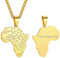 Profil Afrika Karte Anhänger Englische Landesgrenze mit Eingravierten Namen 316L Edelstahl Afrika Kette mit Landkarte von Afrika Pendant Stammes Ethnisch Kettenanhänger mit 56cm+5cm Kette in Gold