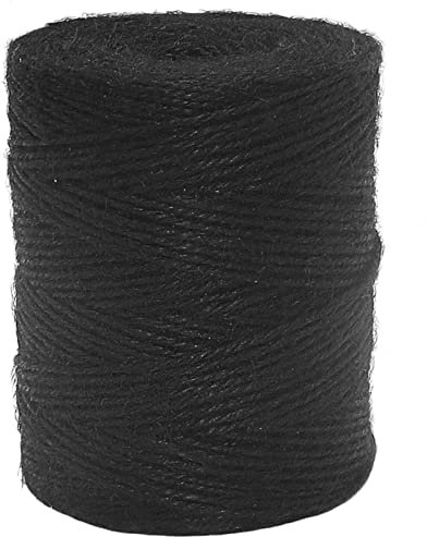 Vivifying 656 Fuß schwarze Juteschnur natürliche 2 mm Jutekordel für Basteln, Halloween-Verpackung, Garten (schwarz)
