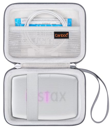 Canboc Hartschalenkoffer für Fujifilm Instax Mini Link 3/ Fujifilm INSTAX Mini Link 2/ Instax Mini Link Smartphone Drucker, Mesh Tasche fit Instax Mini Instant Film und Kabel, Ash White