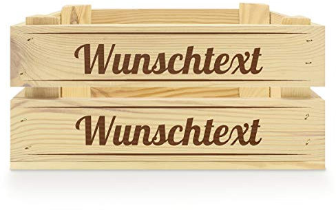 printplanet® - Holzkiste mit Name selbst gestalten - Holzkiste mit Text oder Wunschnamen Personalisieren und Bedrucken - Motiv : Klassisch