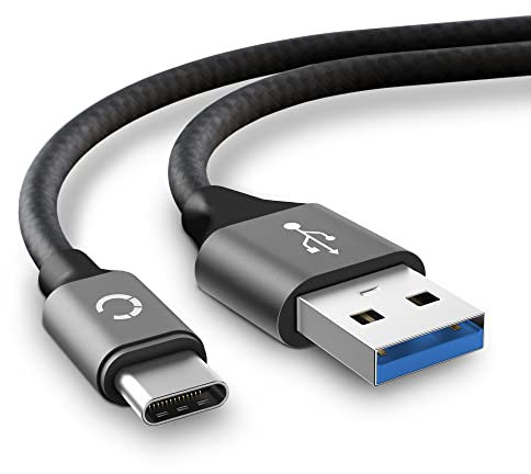 CELLONIC UC-E24 UC-E25 Cable de Datos USB 2m Compatible con Nikon D6 Z 5 Cable Carga USB C Type C a USB A 3.0 3A Gris Nylon