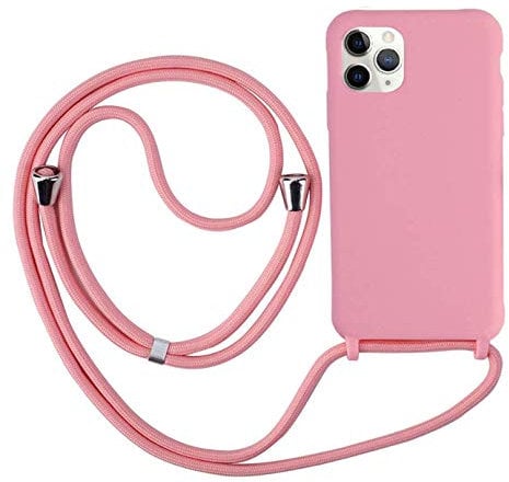 Ququcheng Kompatibel mit iPhone 12/12 Pro(6.1) Hülle,Handykette Hülle Silikon Seil Necklace Handyhülle mit Kordel Tasche TPU Bumper Schutzhülle für iPhone 12/12 Pro(6.1)-Pink