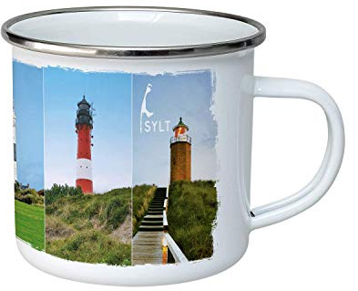 Emaille Tasse Sylt Leuchttürme Becher