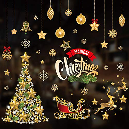 KtbeYTi Weihnachten Fensterbilder Wiederverwendbar Weihnachten Fenstersticker Abnehmbare Statisch PVC Aufklebe für Schaufenster Winter-deko Weinachts Dekoration
