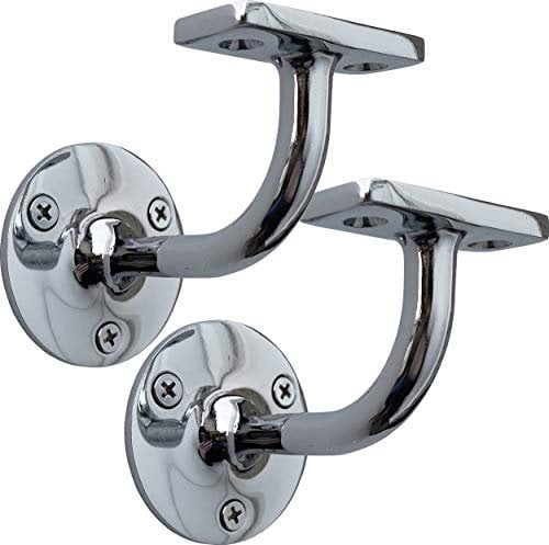 IRONTITE® 2X Chrome Handrail Brackets, Heavy Duty Banister Brackets, Suits Wood Or Metal Stair Banister, Perfectly Finishing The Look of Your Hand Rail (2 Pack)