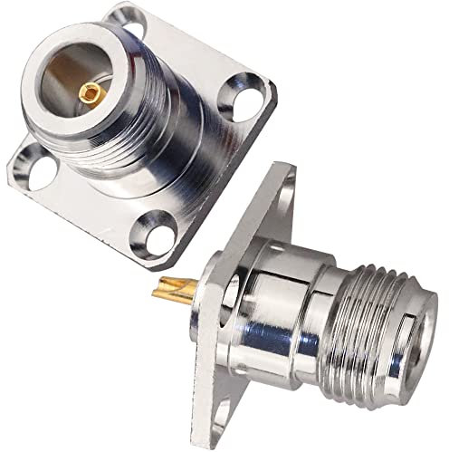 TUOLNK N Female 4 Loch Panel Mount Connector N Female Jack RF Koax Adapter Chassis Montage N Typ RF Koaxial Antennen Steckverbinder Packung mit 2