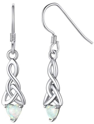 ChicSilver 925 Silber Opal Ohrring für Damen Mädchen Keltischer Knot Ohrring mit Herz Opal für Valentinstag Geburtstag Hochzeit