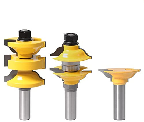 Drill Bit 3pcs Entry Interior Tenon Door Router Bit Set Ogee Matched R&S Router Bits Carving,1I2 inch Shank