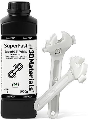 SuperPCS 3D-Drucker Harz, härtestes und schnellstes, 50 µm, 1,8 GPA, Druck in 1,5 Sek., Hergestellt in Korea von 3DMaterials (1000g, Weiß)