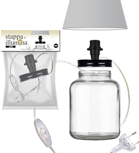 Stappa e illumina Jar | Trasforma i barattoli in lampade. Per i classici barattoli con apertura da 70mm. Vasetti shabby chic, vasi vetro conserva, lanterne shabby, led jar