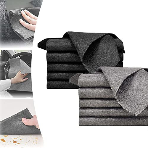 Verdicktes Magisches Reinigungstuch,Sonorou Verdicktes Magisches Reinigungstuch,Cicarfer Magisches Reinigungstuch,Streifenfreies Wunder-Reinigungstuch für Glas (10 pcs-black+grey,15.6*19.7 Inch)