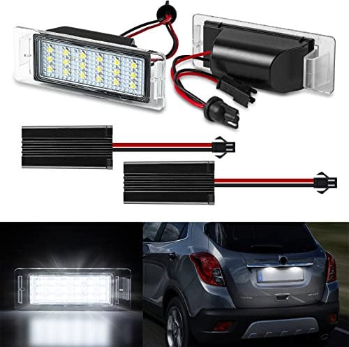 OZ-LAMPE LED Number Plate Light for Opel Insignia Sports Tourer Mokka, 2Pcs Number License Plate Light Lamp, LED Rear Number Plate Bulb Taillight, Error Free Rear Lamps with Canbus