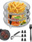 Air Fryer Rack for Ninja Air Fryer 3 Layer Stackable Dehydrator Racks Stainless Steel Air Fryer Basket Tray Air Fryer Accessories Compatible with 4.8L-6.6L/4.2QT-5.8QT Air Fryer, Oven