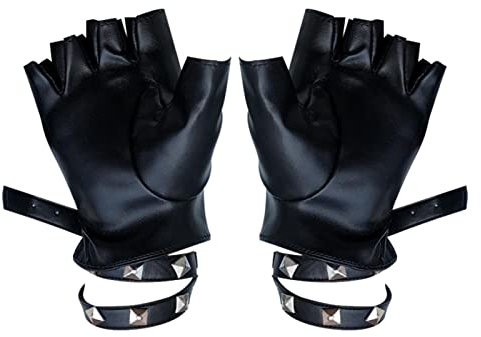 MUMIAO Tanzhandschuhe aus Leder | Hohlniete Cosplay Handschuhe - Fingerlose Kunstlederhandschuhe, Schwarze Biker-Punk-Handschuhe für Frauen und Kinder, die tanzen, Cosplay