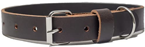 Ashford Ridge Made in England Real Leather Dog Collar - Brown XL