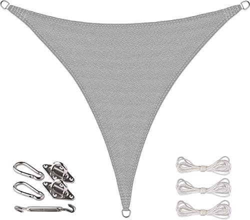 CelinaSun Sonnensegel Set Befestigung V2A Basic HDPE Dreieck gleichseitig 3 x 3 x 3 m hellgrau Sonnenschutz atmungsaktiv