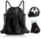 Libershine Basketball Rucksack mit Kordelzug,Turnbeutel Schwarz Sportbeutel für Herren Damen, Beutel mit Kordelzug, Verstellbar Gym Bag mit abnehmbarer Netztasche für Volleyball, Baseball, Yoga