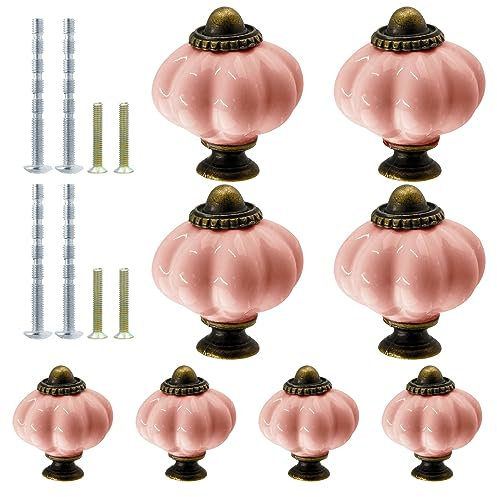 Suiwotin Schubladenknöpfe aus Keramik, Vintage-Stil, dekorative Griffe für Schminktisch, Schrank, Möbel, 8 Stück