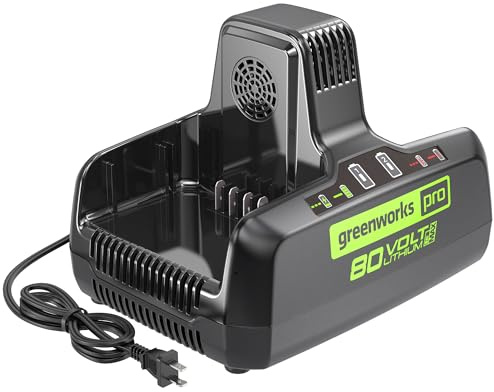 Greenworks PRO 80V 8A Dual Port Rapid Charger | Genuine Battery Charger | Compatible Tools with 75 80V Tools