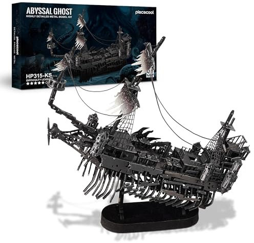 Piececool 3D Puzzle Metall Piratenschiff Stille Maria, 3D Metall Puzzle Segelboot Schiffsset, Modell Schiffs für 340 Edelstahl, Ganzes Metall, Geburtstagsgeschenk, Modellbausatz Erwachsene, 363 Teile