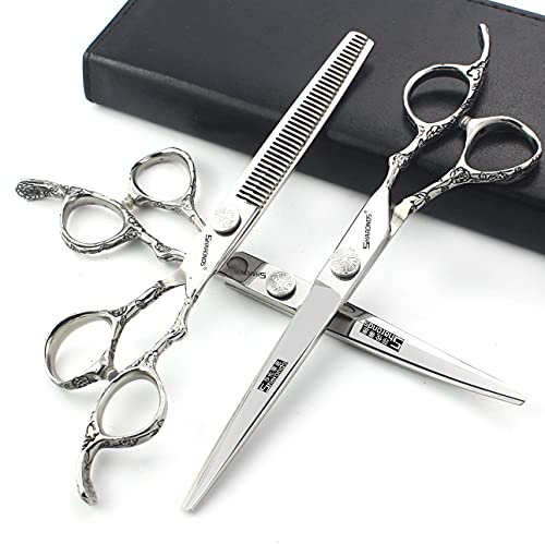 6/7 pouces ciseaux professionnels coupe de cheveux rose modèle ciseaux outils de coiffage japonais en acier inoxydable ciseaux set (7 pouces - 3pc -A)